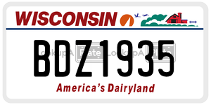BDZ1935  license plate in WI