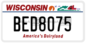 BED8075  license plate in WI