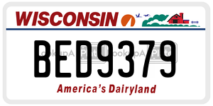 BED9379  license plate in WI
