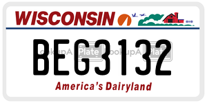 BEG3132  license plate in WI