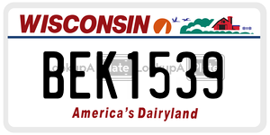 BEK1539  license plate in WI
