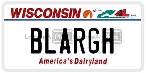 BLARGH license plate in Wisconsin