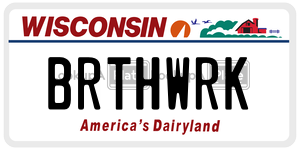 BRTHWRK license plate in Wisconsin