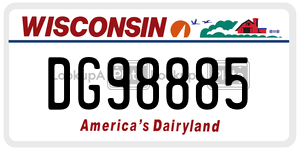 DG98885  license plate in WI