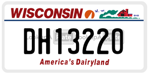 DH13220 license plate in Wisconsin