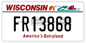 FR13868  license plate in WI