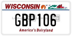 GBP106  license plate in WI