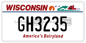 GH3235  license plate in WI