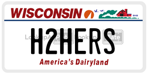 H2HERS license plate in Wisconsin