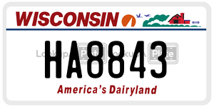 HA8843  license plate in WI