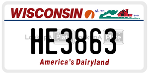 HE3863 license plate in Wisconsin
