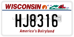 HJ8316  license plate in WI