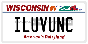 ILUVUNC  license plate in WI