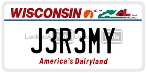 J3R3MY  license plate in WI