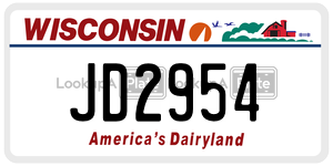 JD2954  license plate in WI