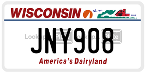 JNY908  license plate in WI