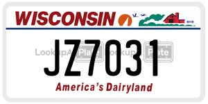 JZ7031  license plate in WI