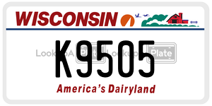 K9505  license plate in WI