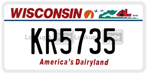 KR5735  license plate in WI