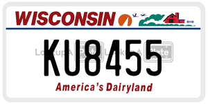 KU8455  license plate in WI