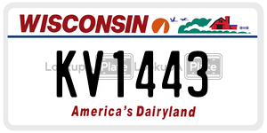 KV1443  license plate in WI