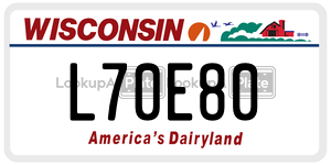 L70E80 license plate in Wisconsin