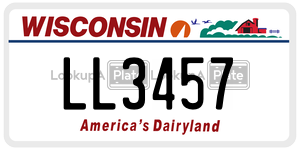 LL3457  license plate in WI