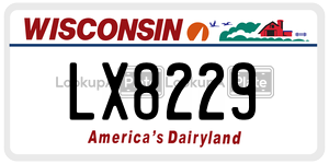LX8229 license plate in Wisconsin