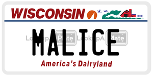 MALICE  license plate in WI