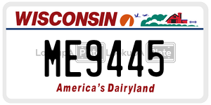 ME9445  license plate in WI