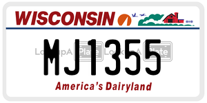 MJ1355  license plate in WI