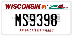 MS9398  license plate in WI