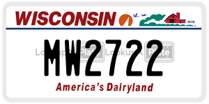 MW2722  license plate in WI