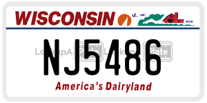 NJ5486  license plate in WI