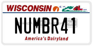 NUMBR41 license plate in Wisconsin