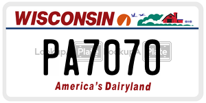 PA7070  license plate in WI