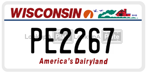PE2267  license plate in WI