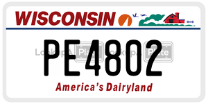 PE4802  license plate in WI