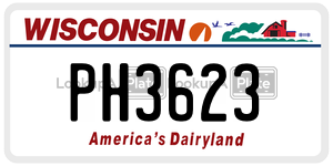 PH3623  license plate in WI