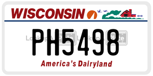 PH5498  license plate in WI