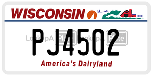 PJ4502  license plate in WI