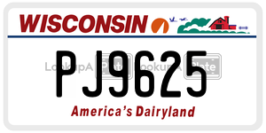 PJ9625 license plate in Wisconsin
