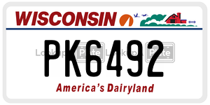PK6492  license plate in WI