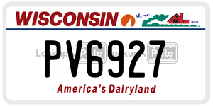 PV6927  license plate in WI