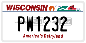 PW1232  license plate in WI