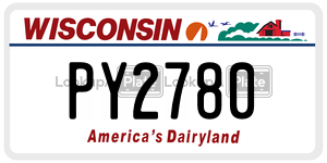 PY2780  license plate in WI