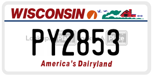 PY2853  license plate in WI