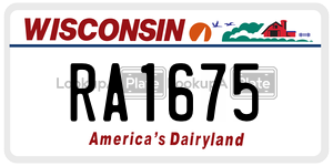 RA1675 license plate in Wisconsin