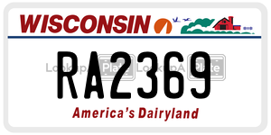 RA2369  license plate in WI