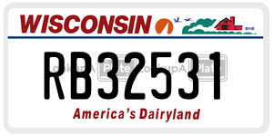 RB32531  license plate in WI